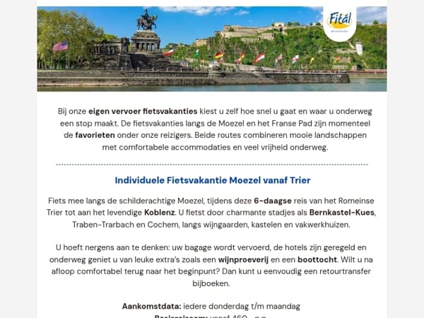 Uw favoriete Fietsvakanties