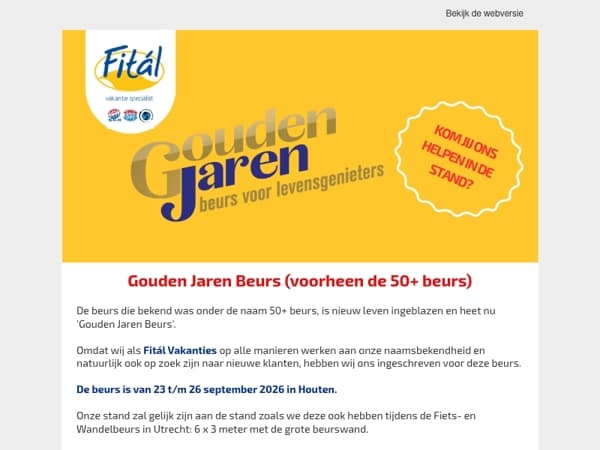 Fitál neemt deel aan de 'Gouden Jaren' Beurs