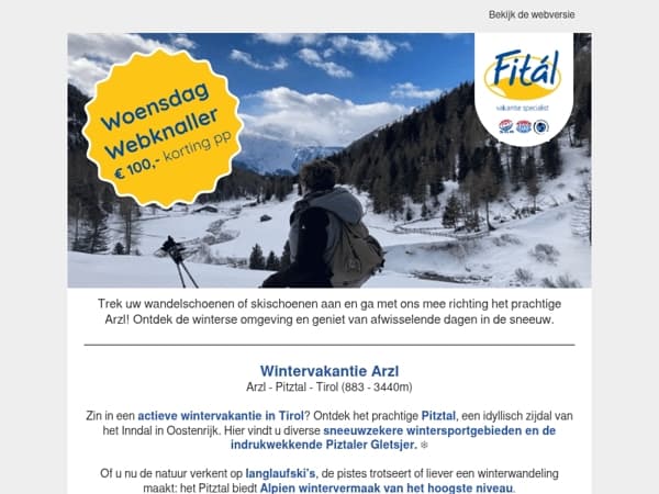 Wintervakantie Arzl/Pitzal met € 100,- korting p.p.