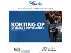 🎒💊 Supplementen en gymbags met voordeel tot 25%