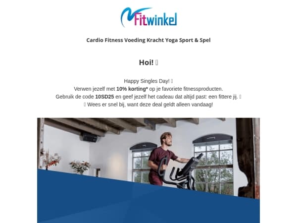 🎉 Singles Day bij Fitwinkel: alleen vandaag 10% extra korting
