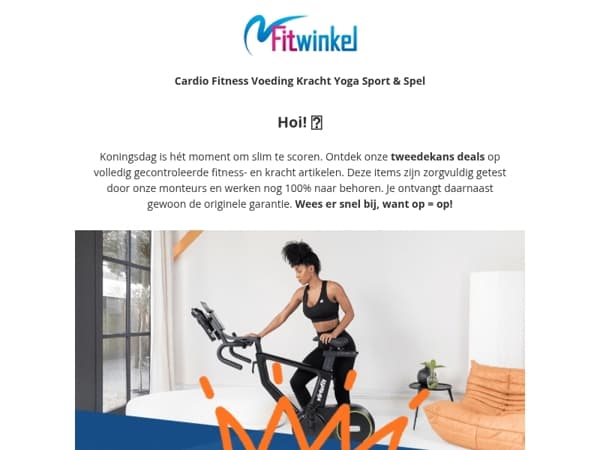 Koningsdag bij Fitwinkel: Scoor nu jouw Tweedekans Deals 👑