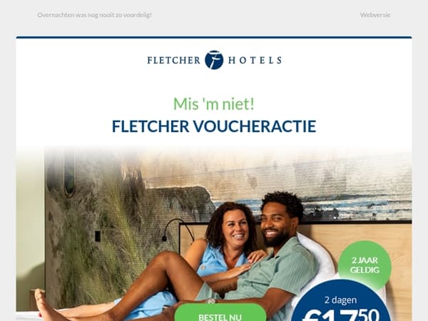 Fletcher Voucheractie: overnachten voor €17,50 p.p.