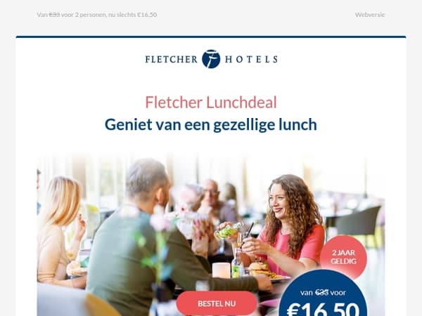Kom gezellig lunchen met de Fletcher Lunchdeal