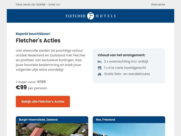 Fletcher's Acties: Scoor nu jouw voordelig nachtje weg