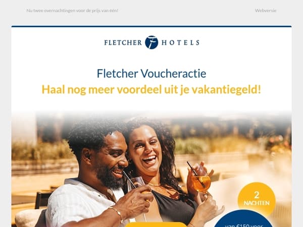 ☀️ Vakantiegeld Deal: 1 +1 gratis overnachting voor 2 personen €75!