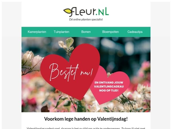 🪴 Voorkom lege handen op Valentijnsdag!