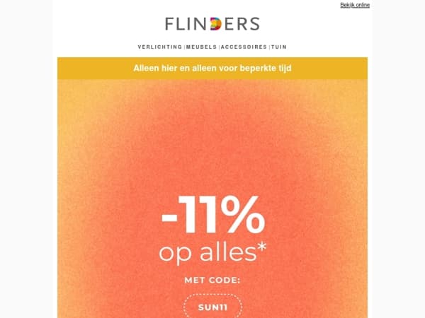 Verrassing! 11% korting op ALLES* 🎉