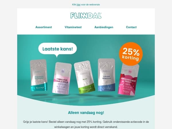 Alleen vandaag nog 🕑 25% korting