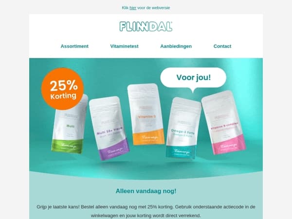 Alleen vandaag nog 🕑 25% korting