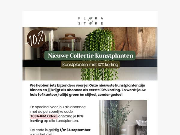 Ontdek onze kunstplanten + extra korting
