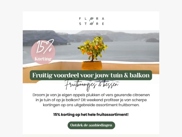 Pluk jouw voordeel: 15% korting op alle fruitbomen 🍏🍋