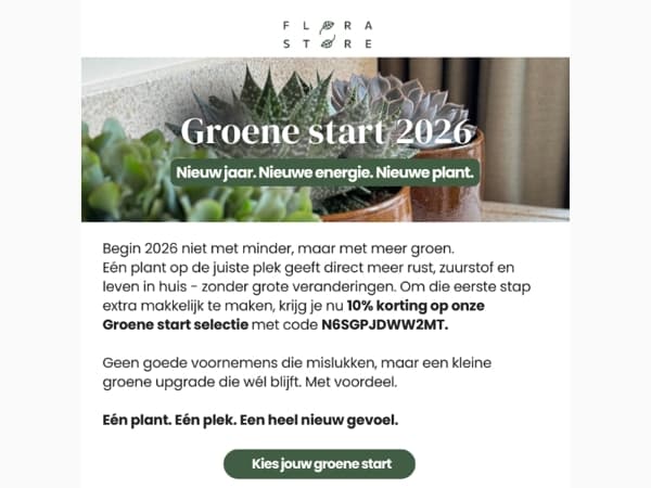 Begin 2026 groener - ontvang 10% korting