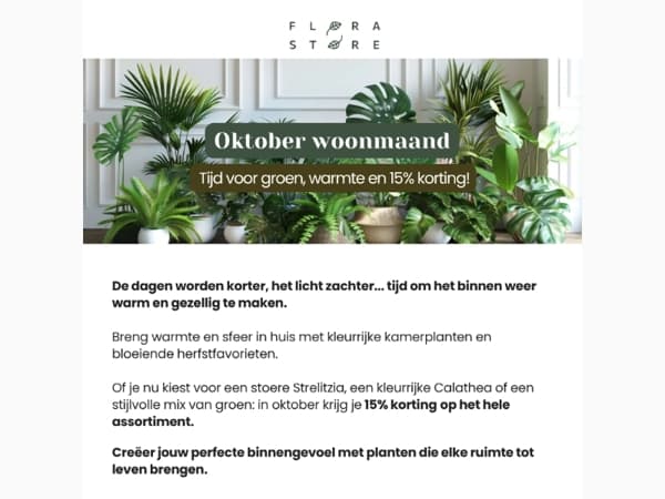 Tijd voor groen, warmte en 15% korting!