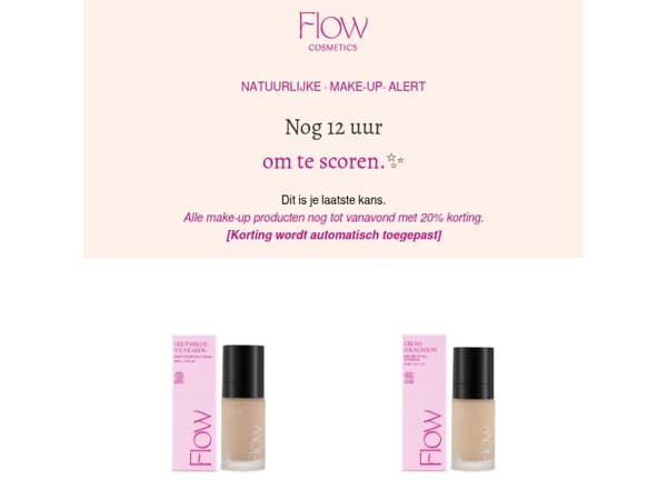 ⏰ Nog 12 uur: 20% korting op alle make-up