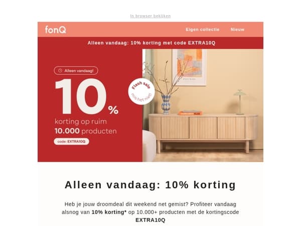 Alleen vandaag: 10% korting met code EXTRA10Q
