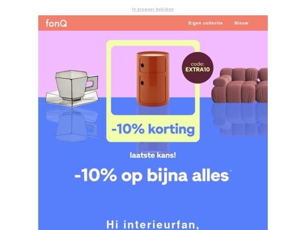 Laatste kans: 10% korting met EXTRA10