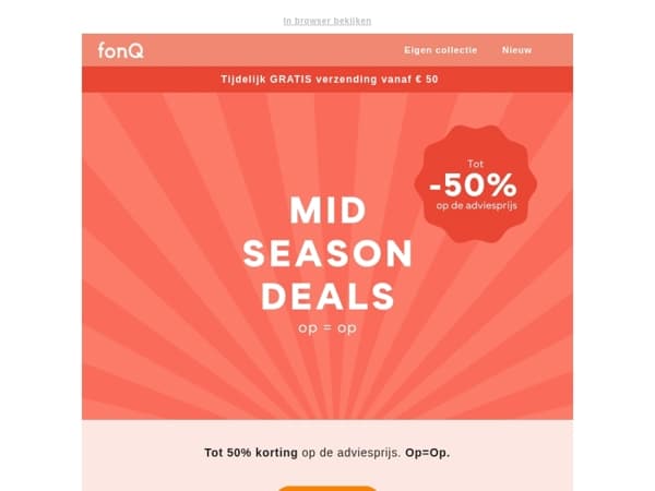 Tot 50% korting bij fonQ. Op=Op.