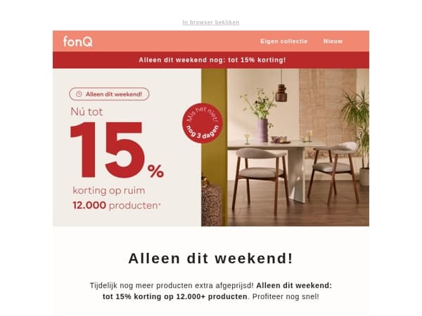 Alleen dit weekend: tot 15% korting op 12.000+ items