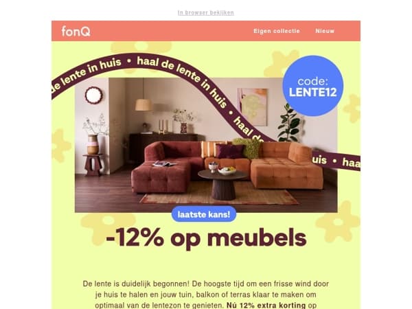 Laatste kans: 12% extra korting op meubels