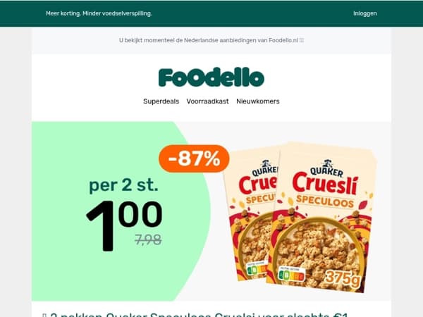 🥣 2x Quaker Speculoos Cruesli= €1