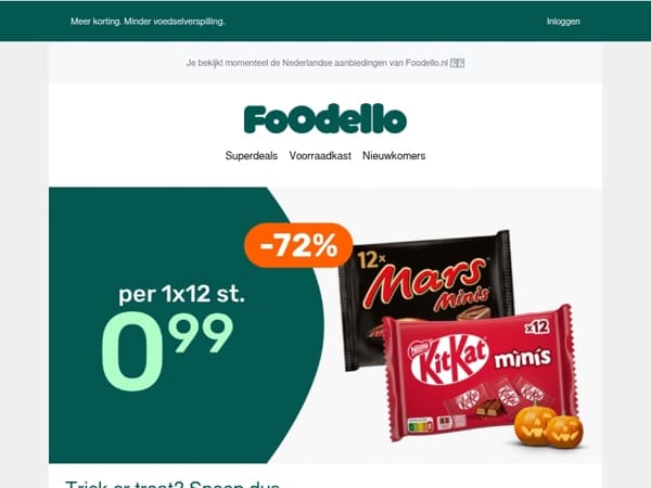 Mars & KitKat Minis voor €0,99 👻