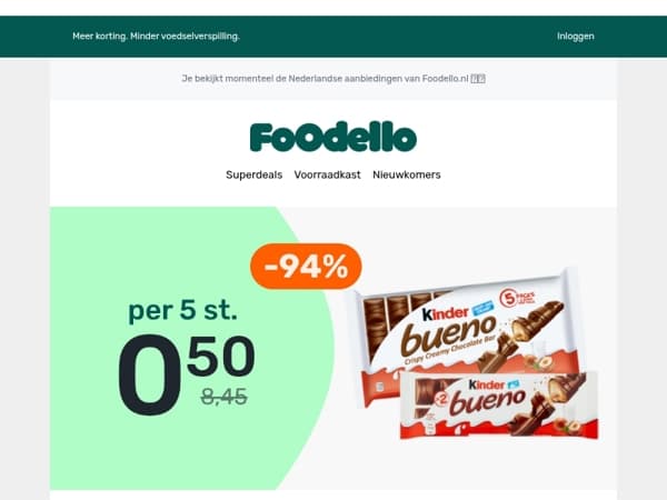 5x Kinder Bueno voor maar €0,50! 🍫🔥