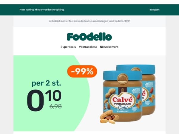 2 potten Calvé Pindakaas - €0,10! 🥜