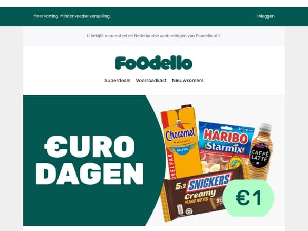 Snickers, Chocomel & Haribo voor €1