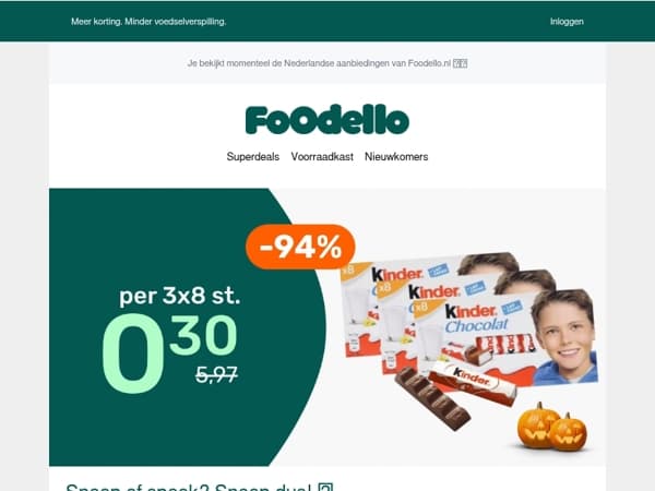 3 x Kinder chocolade voor maar €0,30 🎃