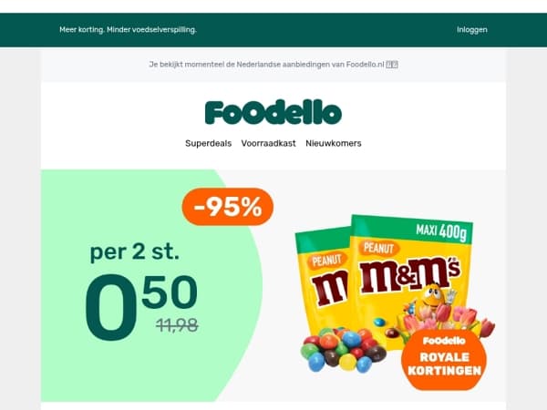 2 zakken M&M's Pinda 400g - €0,50 🎬