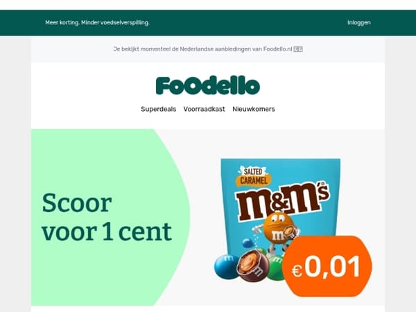 Grote zak M&Ms voor 'n Cent