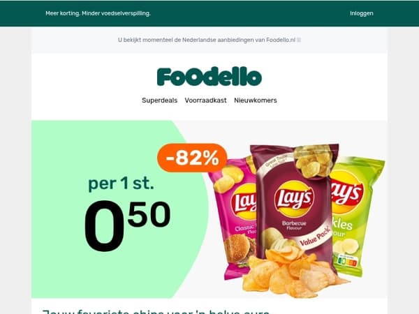 4x Lay’s chips voor €0,50 p/s!