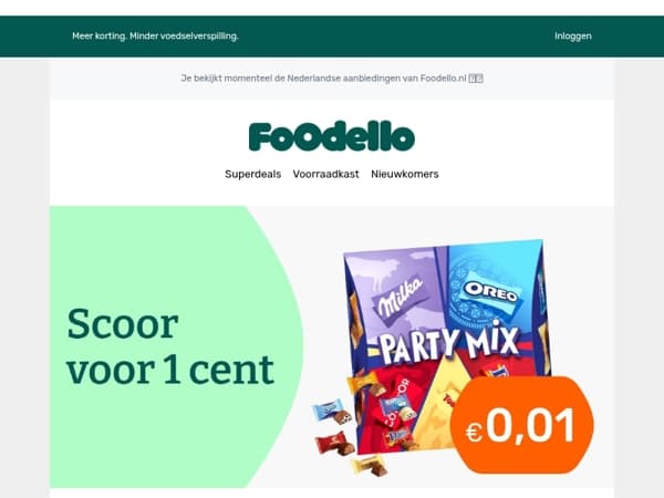 Milka €0,01 + Pindakaas €0,99