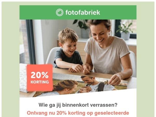 Maak verrassen extra leuk met 20% korting