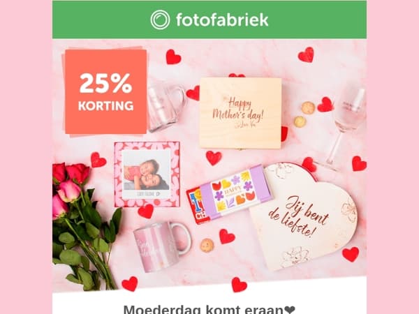 25% korting op moederdagcadeaus