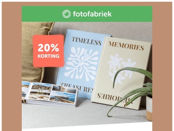 Nu 20% korting op alle fotoboeken!