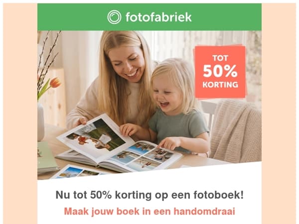 Ontvang tot 50% korting op een fotoboek!