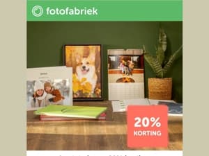 20% korting op fotoboeken en wanddecoratie