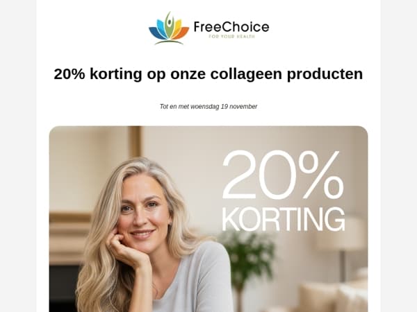 Laatste dag: 20% korting op het Collageendrankje & de Multicollageen