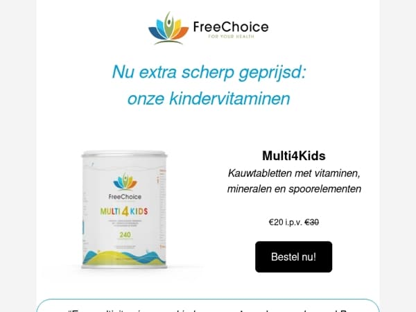 👧👦 Nu extra scherp geprijsd: Multi4Kids & Vitamine C kauwtabletten