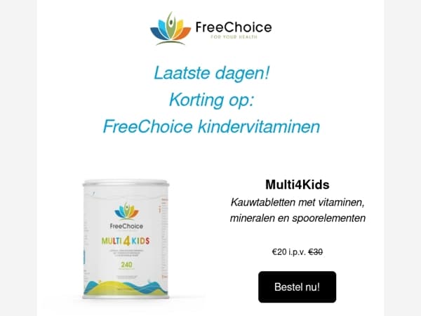 👧👦 Laatste dagen: aanbieding Multi4Kids & Vitamine C kauwtabletten