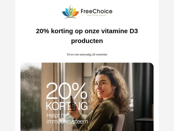 20% korting op onze vitamine D3 producten!