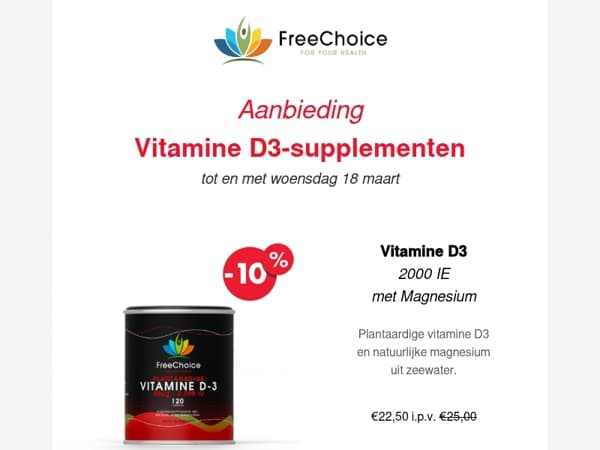 🌤️ Laatste dagen: aanbieding Free Choice Vitamine D3-supplementen