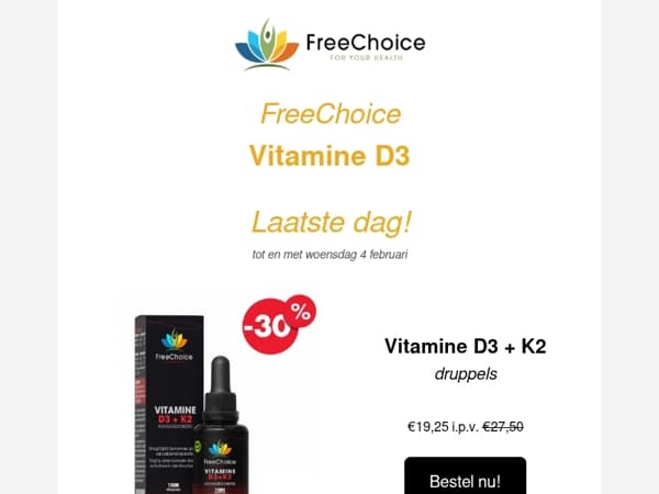 Laatste dag! Aanbieding: Vitamine D3 + K2 en D3 met Magnesium