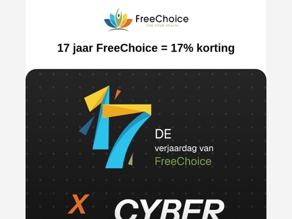 Laatste dag: 🎁 17 jaar FreeChoice = 17% korting