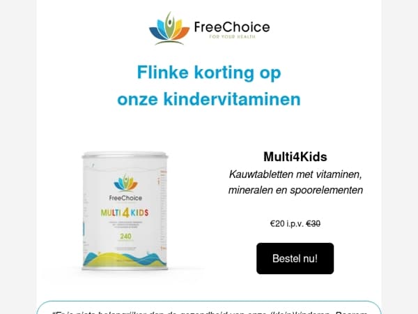 👧👦 Flinke korting op de Multi4Kids & C-250 kauwtabletten