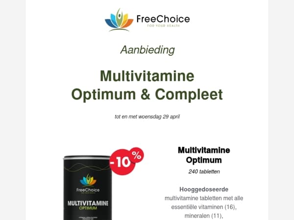 🤩 Laatste dagen: aanbieding FreeChoice multivitaminen