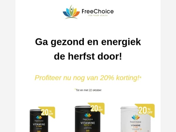 Nog maar een paar dagen: 20% korting op FreeChoice Vitamine C!