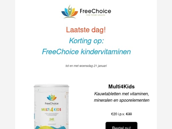 👧👦 Laatste dag: aanbieding Multi4Kids & Vitamine C kauwtabletten